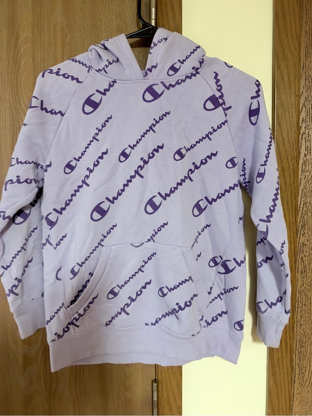 Champion Lilac Hoodie with Purple Allover Logo